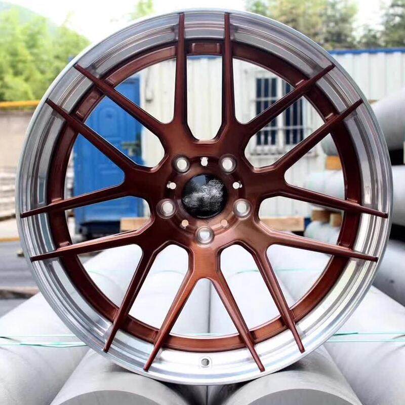 Aftermarket Custom Forged 3-Piece Wheels 20x12.5J Bronze Center Polish Step Lip