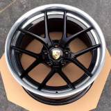 Aftermarket Custom Forged 3-Piece Wheels 20x12.5J Black Center Polish Step Lip