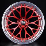 Aftermarket Custom Forged 3-Piece Wheels 19x12.5J Red Center Polish Step Lip