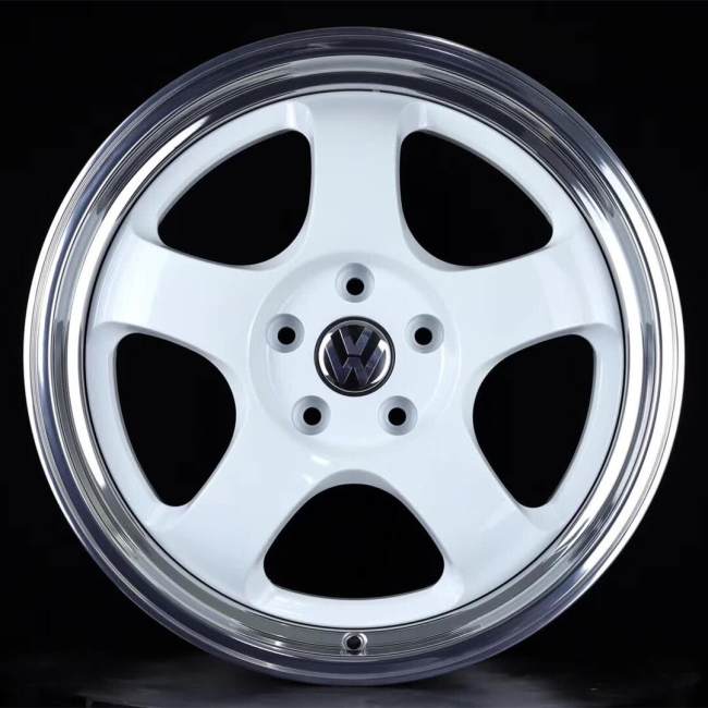 Volkswagen Custom Forged 3-Piece Wheels 17x9.5J White Center Polish Step Lip