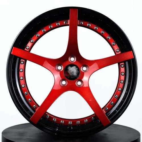 Aftermarket Custom Forged 3-Piece Wheels 19x11J Red Center Polish Step Lip