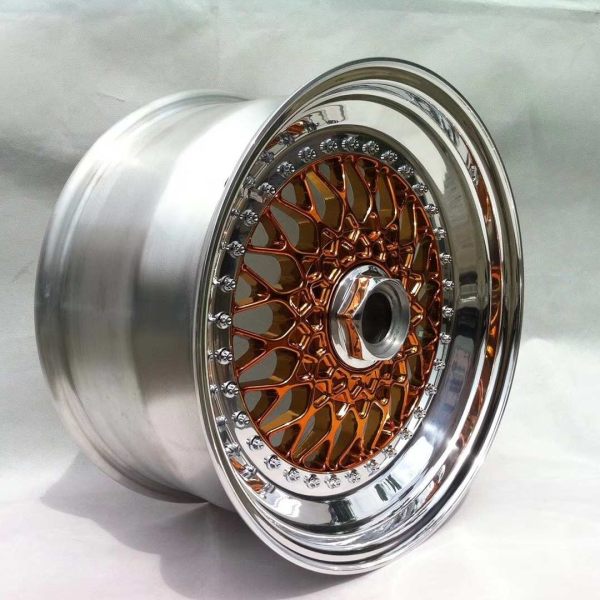 For BBS RS Slant Lip Style 3 piece wheel 17x9J Bright Black Or Golden Center Polish Rim