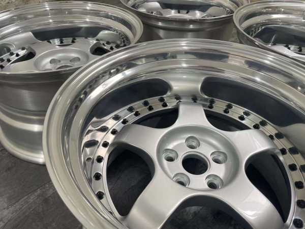 Deep Dish Silver Center Polish Barrel Step Lip Custom Forged 3-Piece Wheels