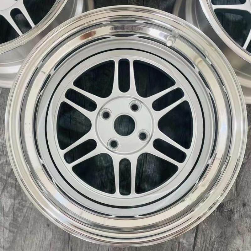 Deep Dish Lightweight Design Silver Center Polish Barrel Step Lip 3-Piece Wheels