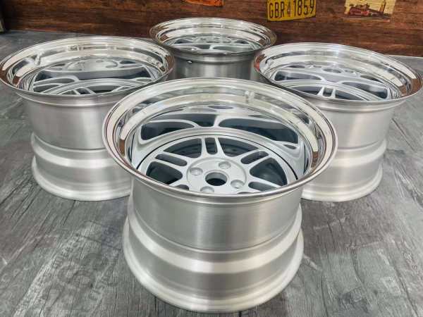 Deep Dish Lightweight Design Silver Center Polish Barrel Step Lip 3-Piece Wheels