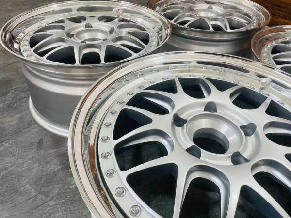 Lightweight Design Silver Center Polish Barrel Step Lip 3-Piece Wheels
