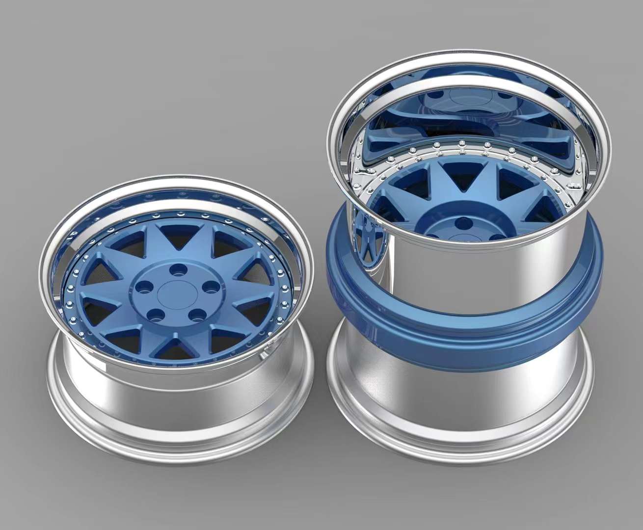 Super Deep Dish 19x20J Rear Wheel Double Tire Exclusive New Design 3-piece wheels