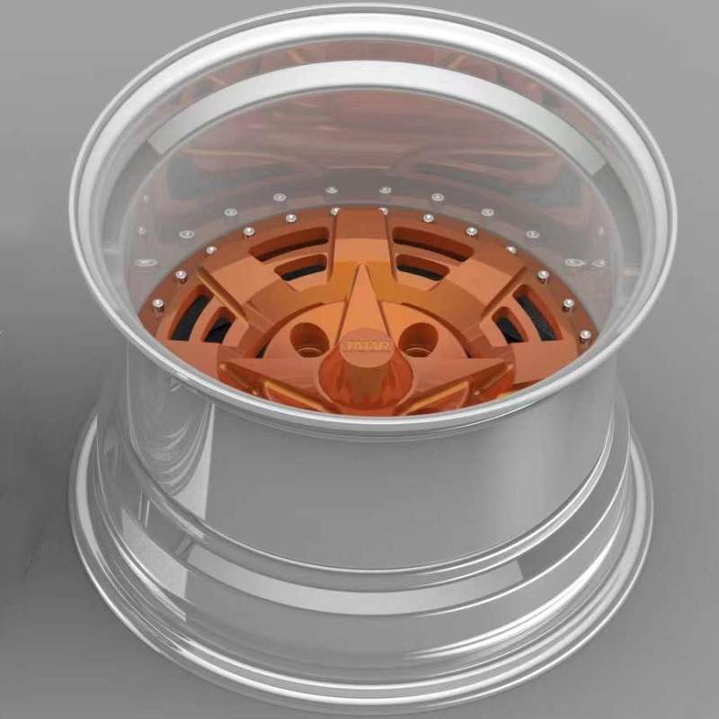 Super Deep Dish 18x13J Golden Center Polish Barrel Step Lip Custom Forged 3-Piece Wheels