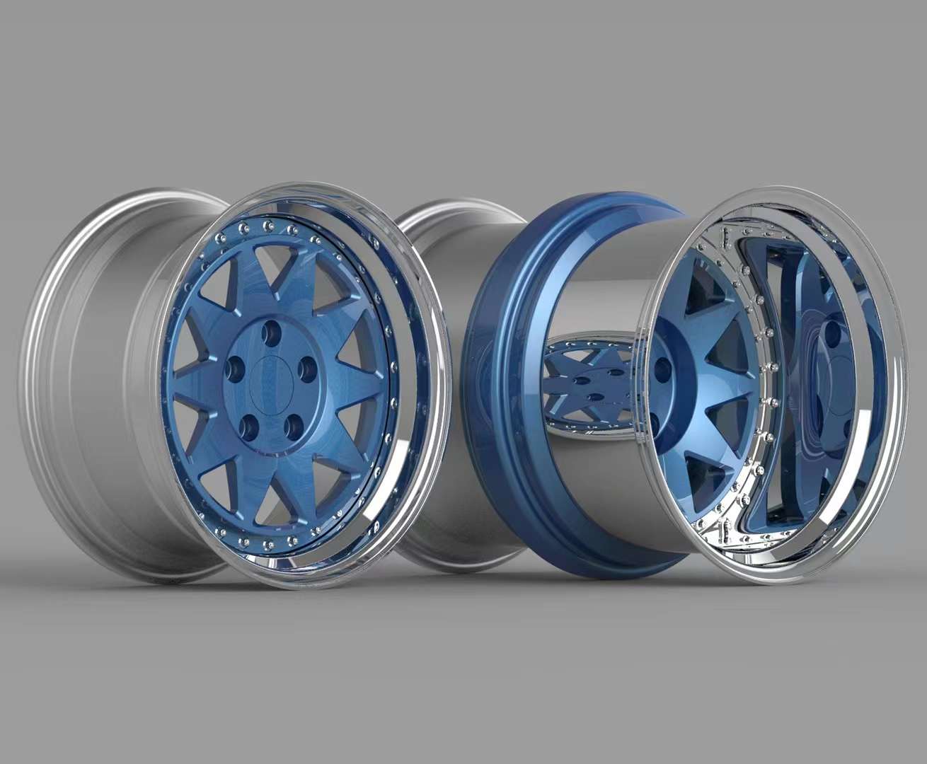 Super Deep Dish 20x20J Rear Wheel Double Tire Exclusive New Design 3-piece wheels