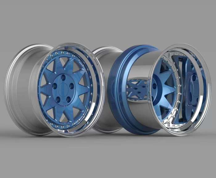 Super Deep Dish 17x20J Rear Wheel Double Tire Exclusive New Design 3-piece wheels
