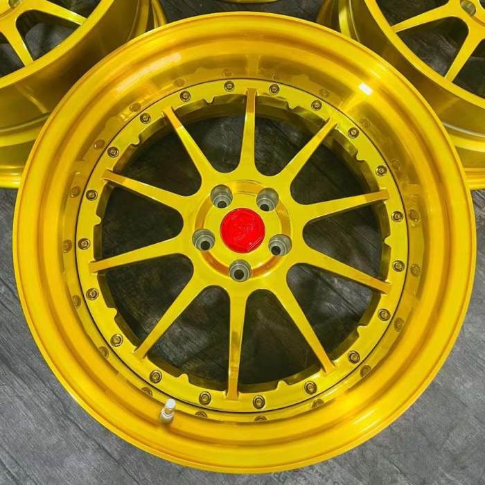 Custom Super Deep Dish Design 18x11J Lightweight Racing Golden Wheel Step Lip