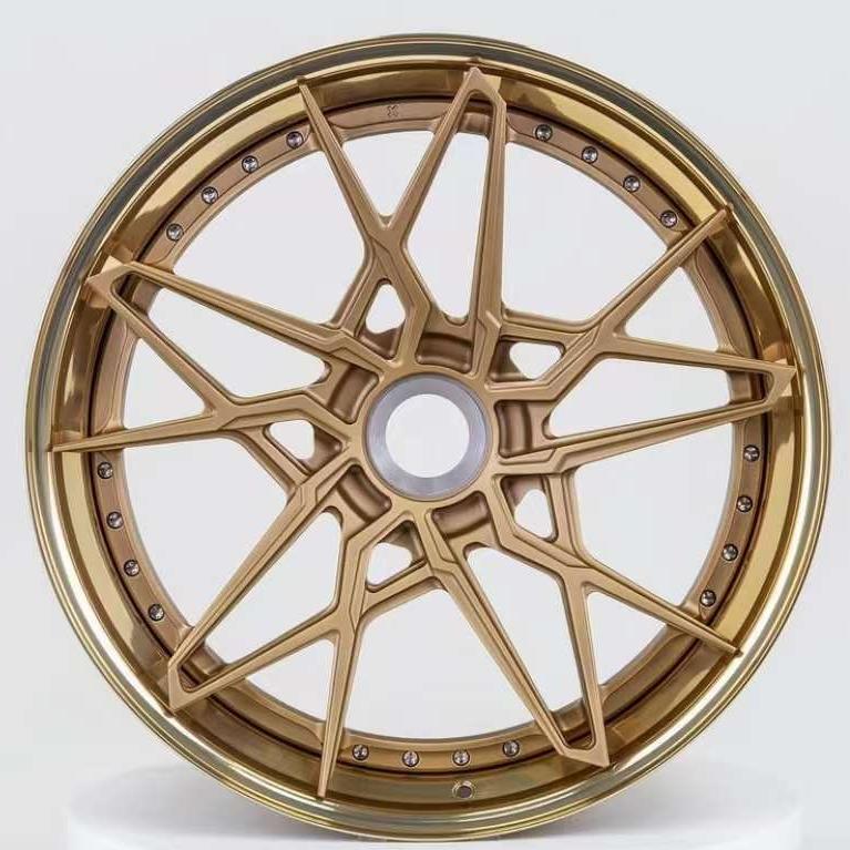 Replica ANRKY Staggered Spoke Design Central Lock 20 Inch Wheel Champagne Gold Step Lip