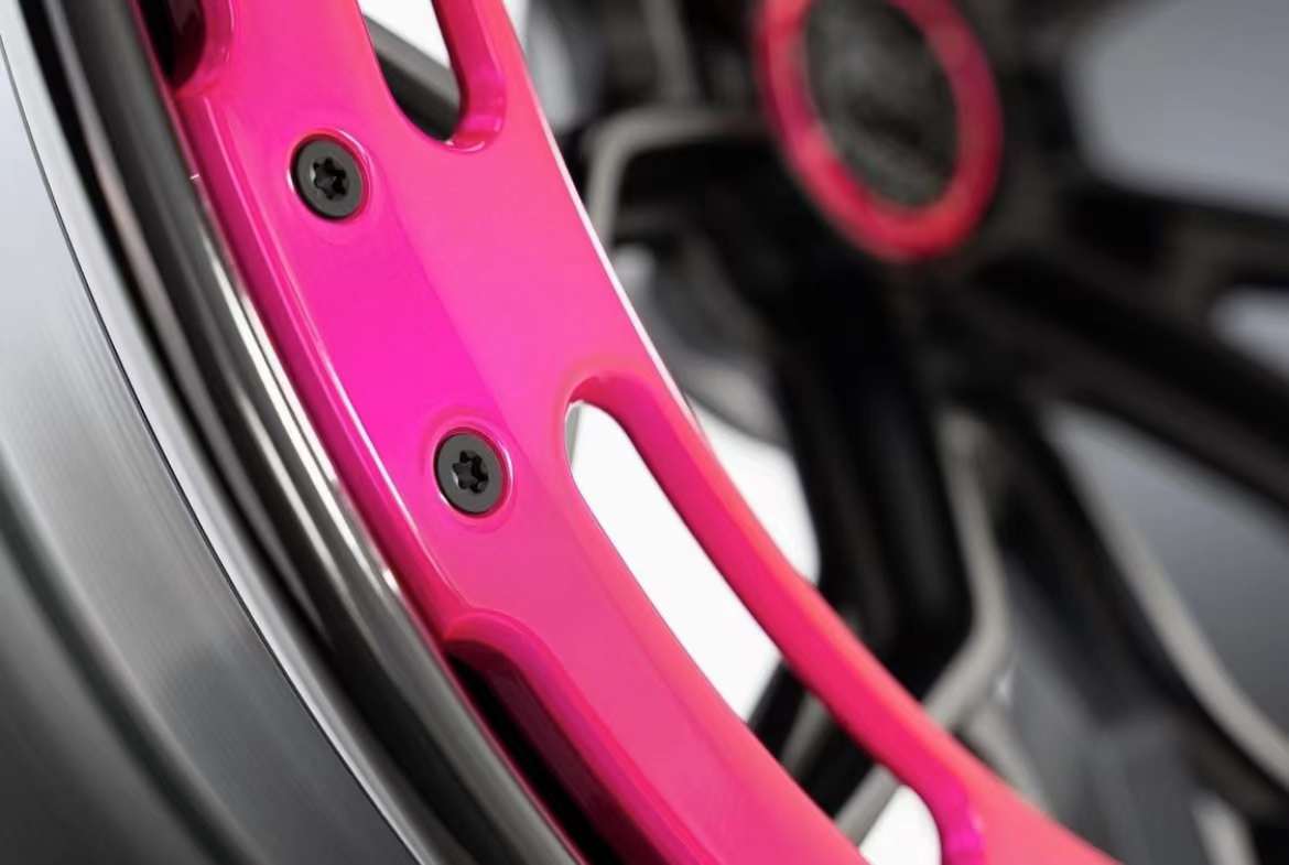 AL13 Replica Wheel 21 Inch All Black Rim Pink Retainer Ring