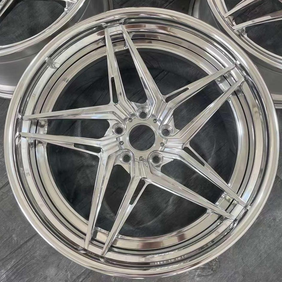 Five Pointed Star Design For Torsion Of Full Polished Forged 3 Piece Wheel 18 INCH