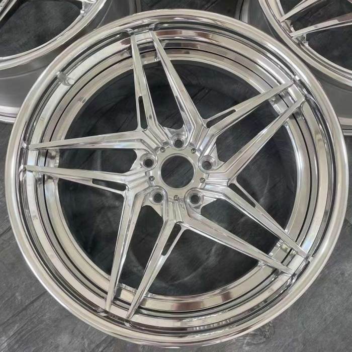 Five Pointed Star Design For Torsion Of Full Polished Forged Three Piece Wheel 18 INCH