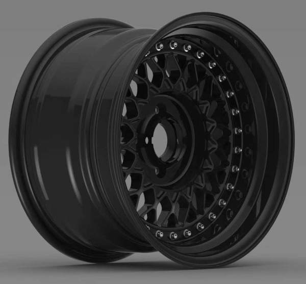 Suitable For BBS RS Deep Dish Step Lip 3-piece Wheels All Black