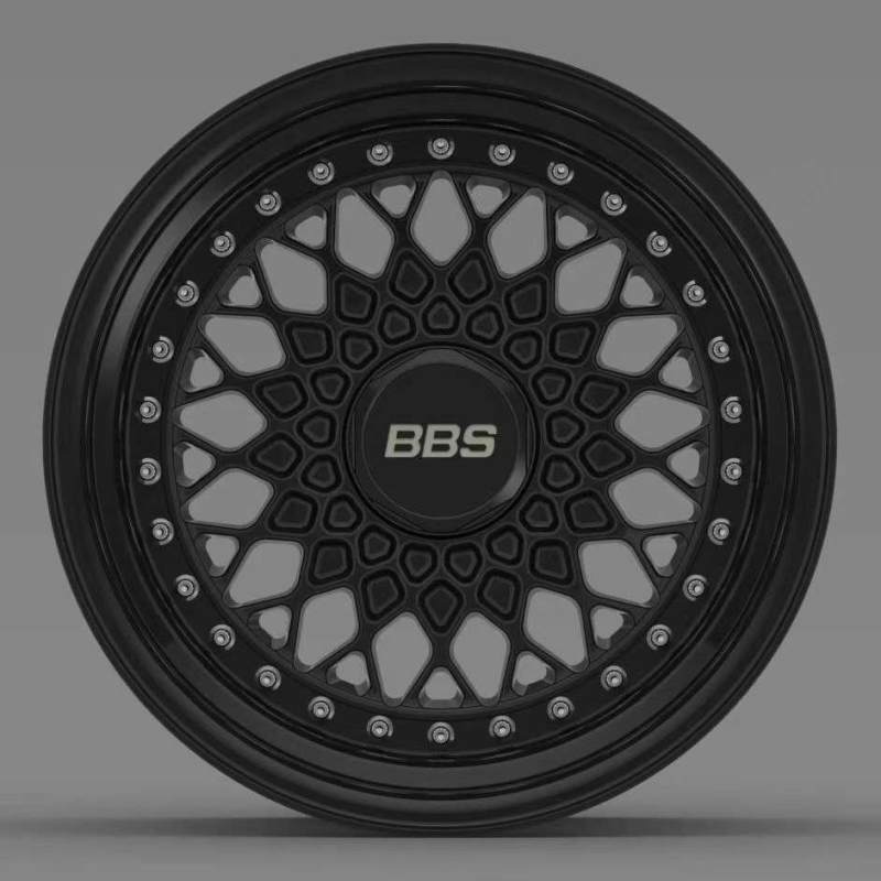 Replica BBS RS Deep Dish Step Lip 3-piece Wheels 16x9J 5x114.3 All Black
