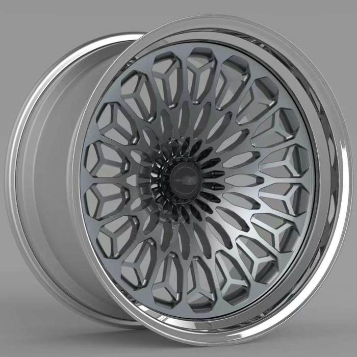 New Product Deep Concave Design 21 Inch Gunmetal Center Polish Step Lip Rim