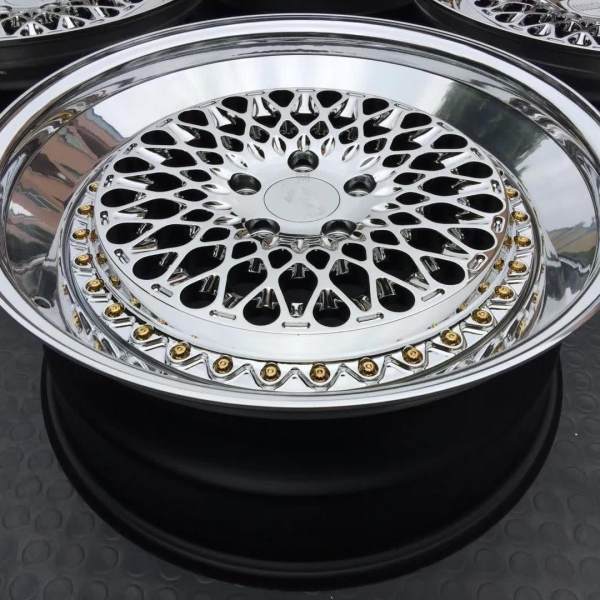 Classic Triple Slant Lip Vacuum Plating Center Polish Outer Rim Black Barrel