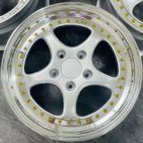 Porsche Retro Classic Design 3-piece Wheel Polished Rim Silver Disc Gold Bolt