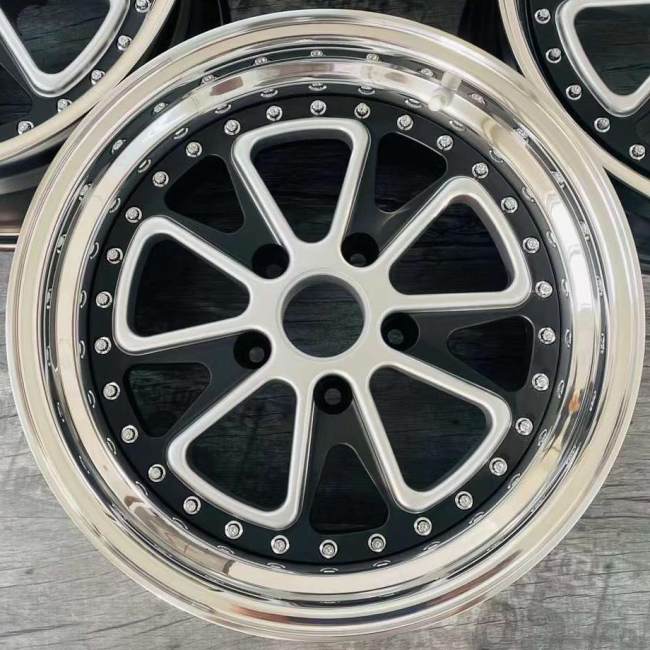 Porsche Classic Antique Design 3-piece Wheels Silver Black Hollow Spokes