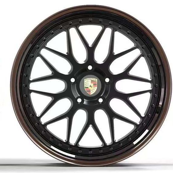 Porsche 911 Classic Design 3-piece Wheel Bronze Barrel Matte Black Disc 20 inch