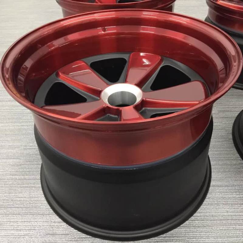 Suitable for Porsche Fuchs Old Classic Design Deep Lip Center Lock Red And Silver wheels
