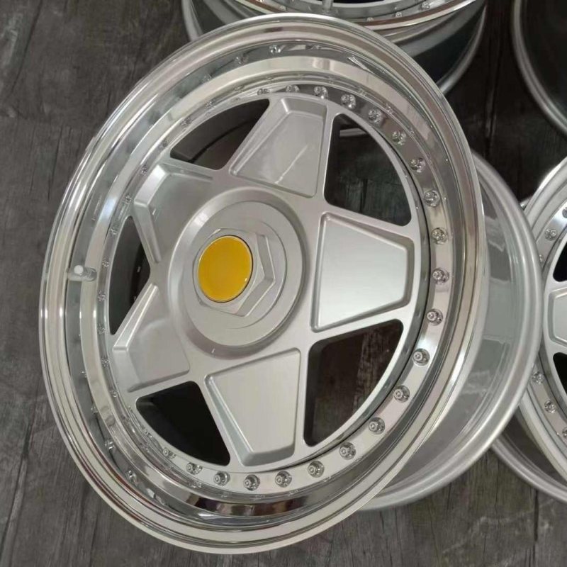 Suitable For Ferrari Classic Pentagram Design 3-piece Wheels Center Bright Silver