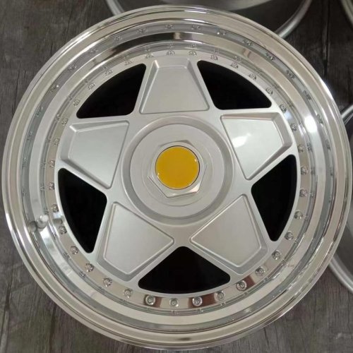 Suitable For Ferrari Classic Pentagram Design 3-piece Wheels Center Bright Silver