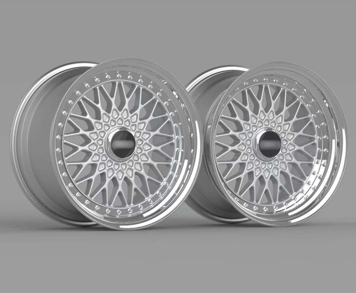 Replica BBS RS Step Lip 3-Piece Wheels 19 Inch Silver Center Polished Outer Rim