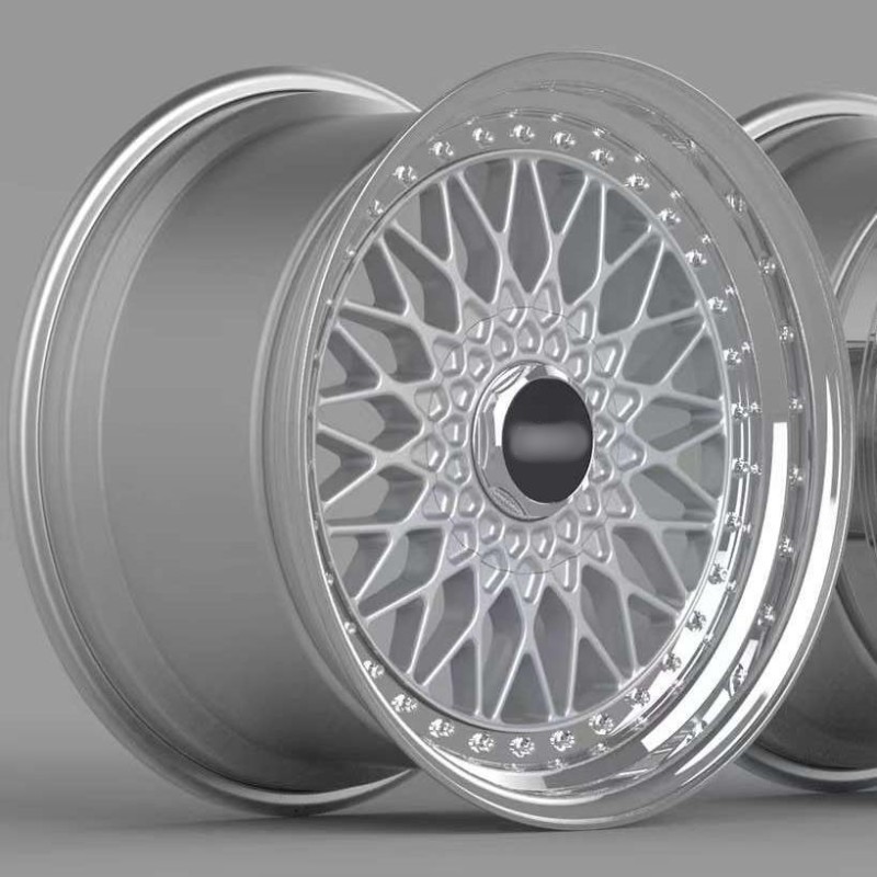 Suitable For BBS RS Step Lip 3-Piece Wheels 18 Inch Silver Center Polished Outer Rim