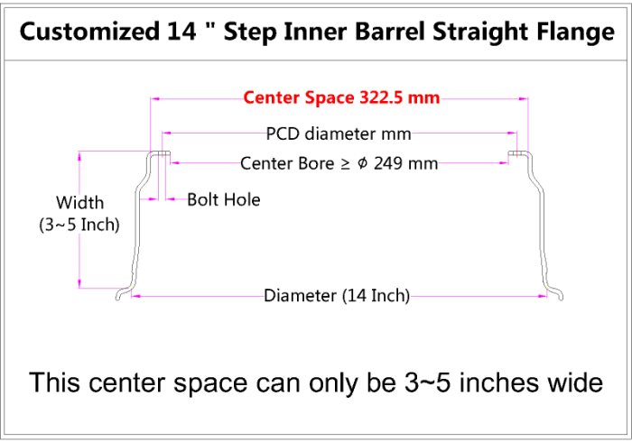 Custom 14 Inch Step Inner Barrel Straight Flange