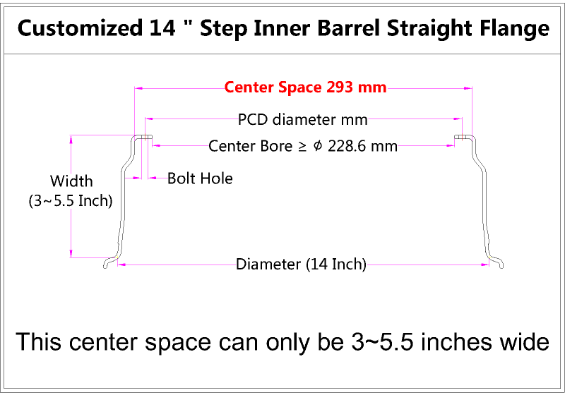 Custom 14 Inch Step Inner Barrel Straight Flange