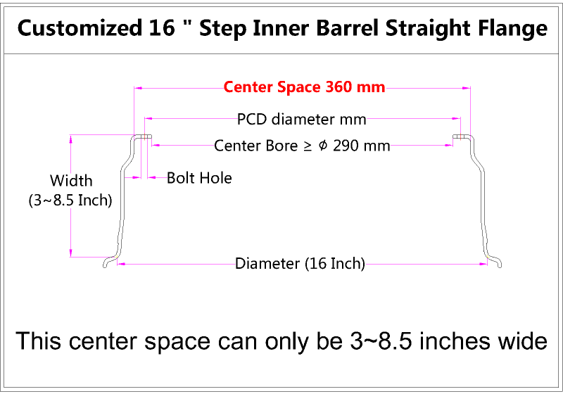 Custom 16 Inch Step Inner Barrel Straight Flange