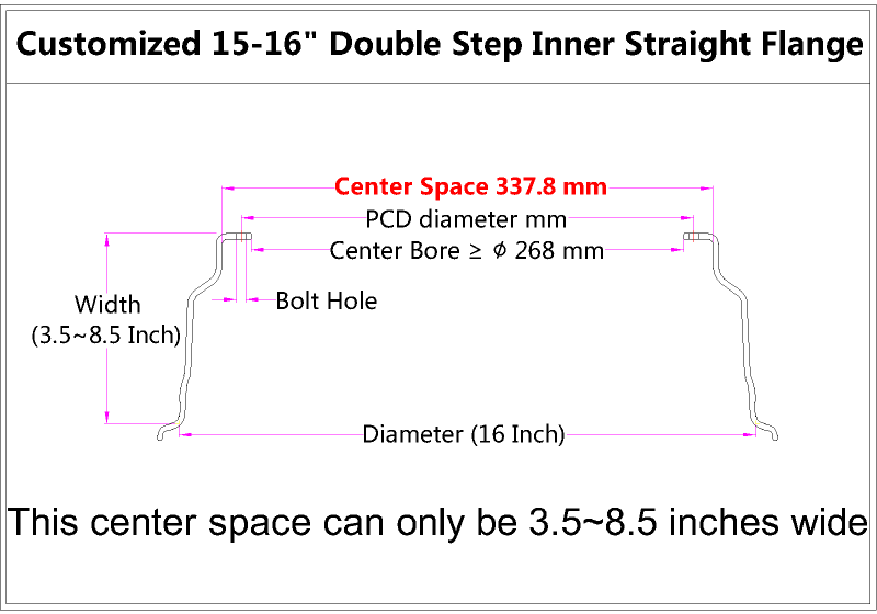 Custom 15-16 Inch Double Step Inner Barrel Straight Flange