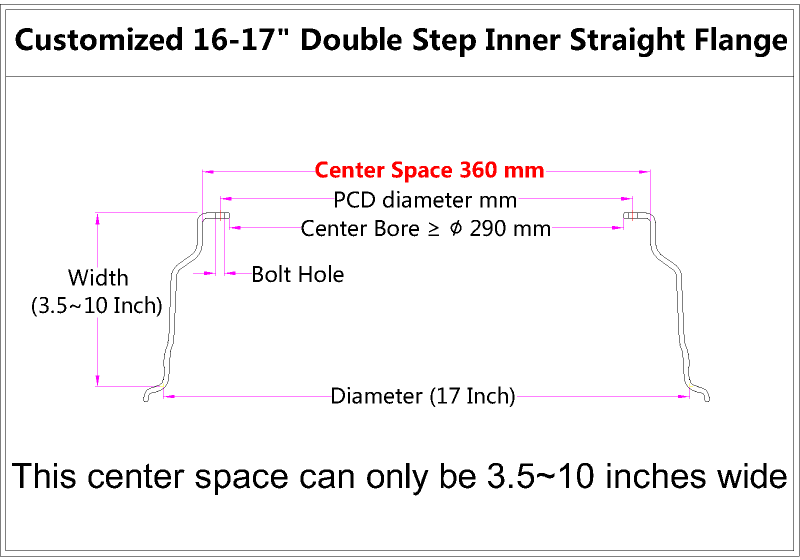 Custom 16-17 Inch Double Step Inner Barrel Straight Flange