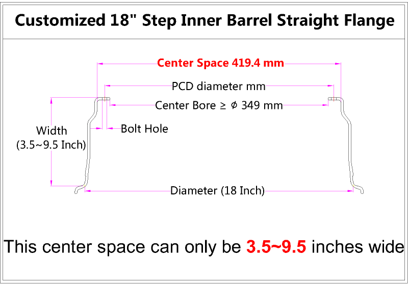 Custom 18 Inch Step Inner Barrel Straight Flange