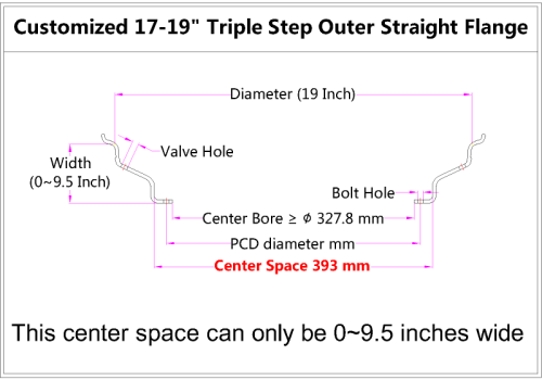 Custom 17-19 Inch Triple Step Outer lip Straight Flange