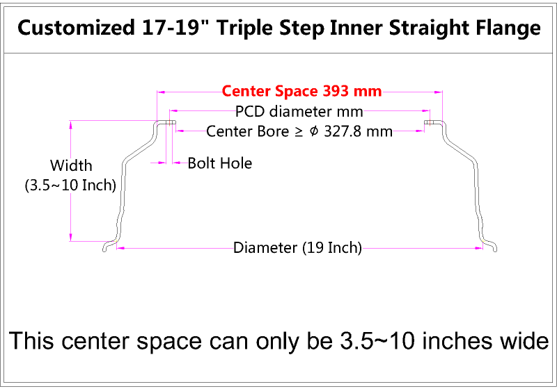 Custom 17-19 Inch Triple Step Inner Barrel Straight Flange