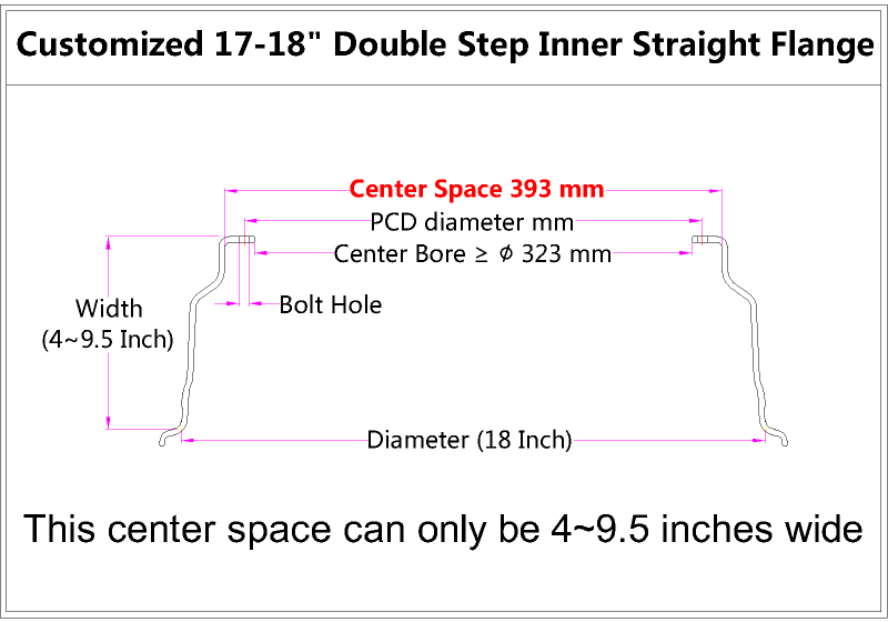 Custom 17-18 Inch Double Step Inner Barrel Straight Flange