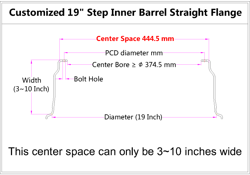 Custom 19 Inch Step Inner Barrel Straight Flange