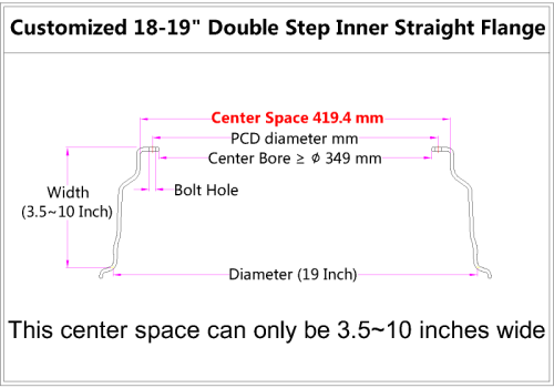 Custom 18-19 Inch Double Step Inner Barrel Straight Flange