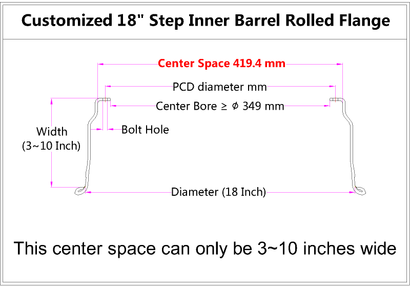 Custom 18 Inch Step Inner Barrel Rolled Flange