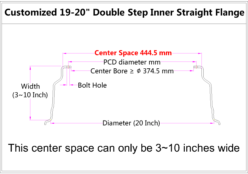 Custom 19-20 Inch Double Step Inner Barrel Straight Flange
