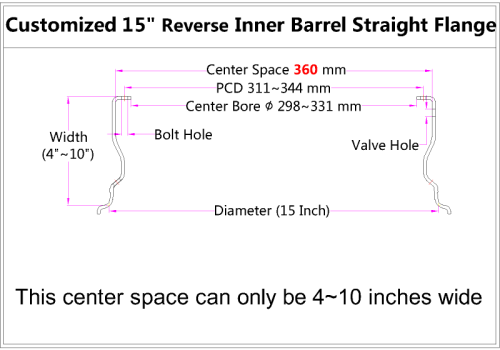 Custom 15 Inch Reverse Inner Barrel Straight Flange