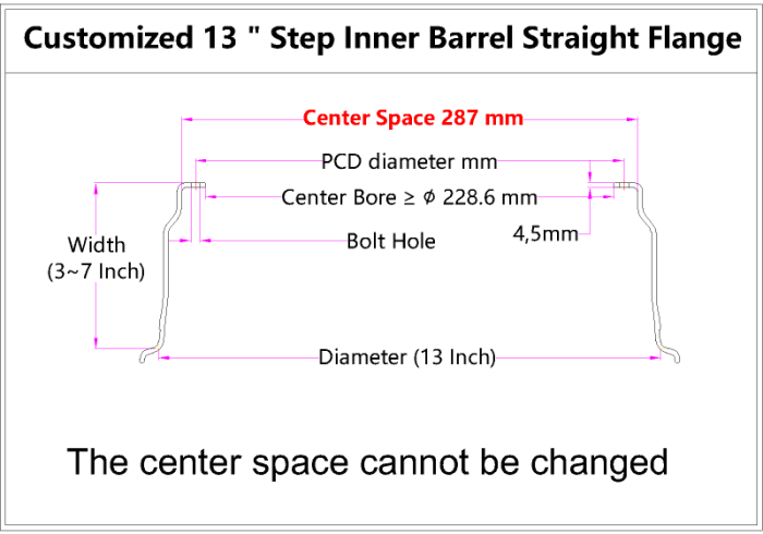 Custom 13 Inch Step Inner Barrel Straight Flange