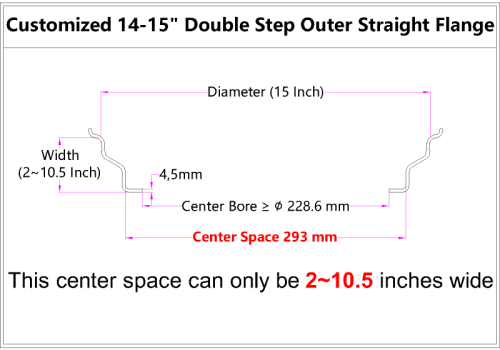 Custom blank 14-15 Inch Double Step Outer lip Straight Flange