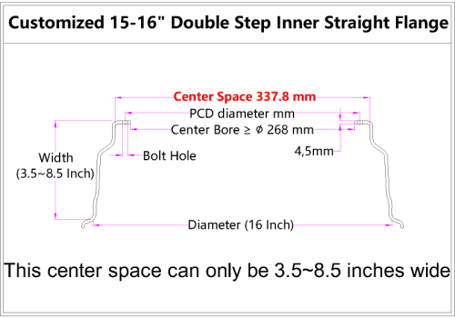 Custom 15-16 Inch Double Step Inner Barrel Straight Flange