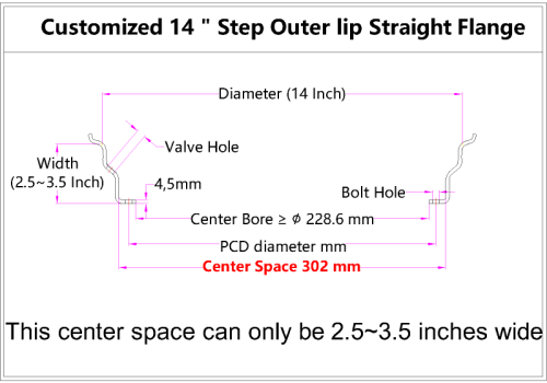 Custom 14 Inch Step Outer lip Straight Flange