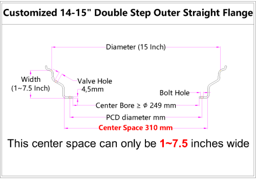 Custom 14-15 Inch Double Step Outer lip Straight Flange
